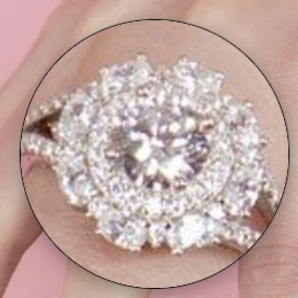 Sterling Silver 925 Rhodium Plated Round Multi CZ Ring - Picture 4 of 5